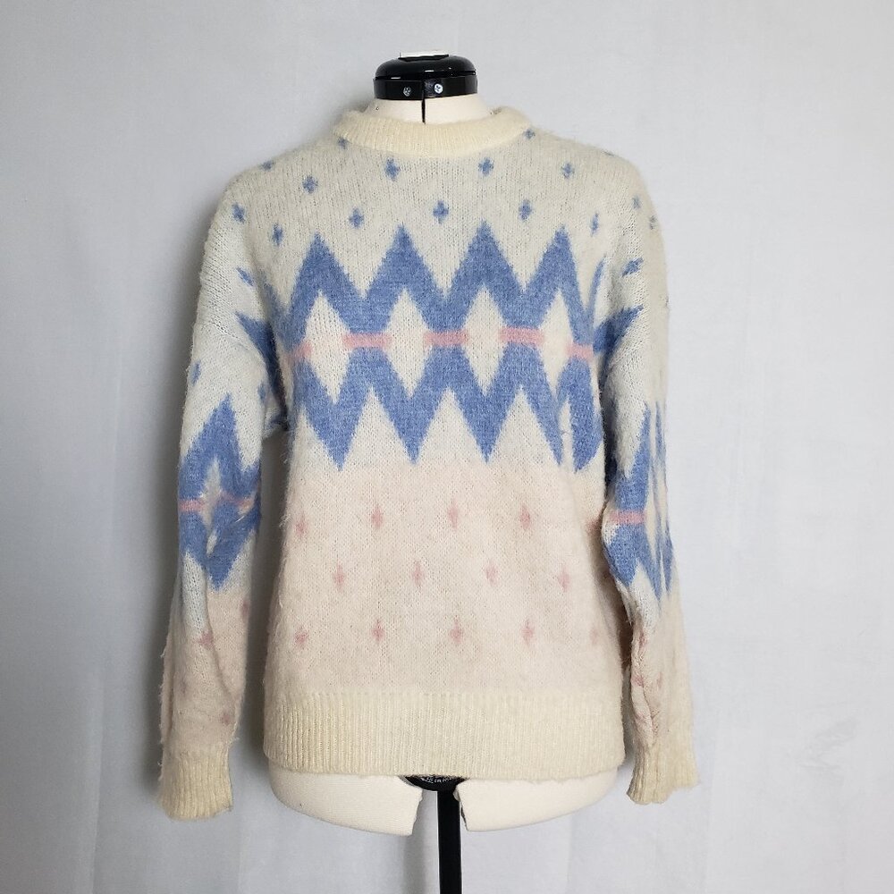 Samband of Iceland VTG 100% Wool Lopapeysa Nordic Design Multicolor Ladies Med